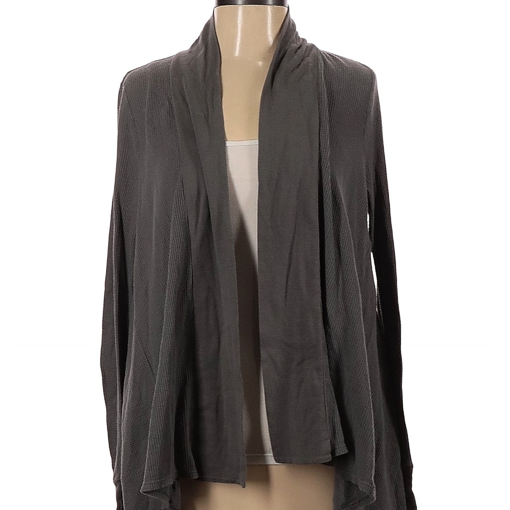 Converse One Star Gray Drape Thermal Top Jacket Open Front Long Sleeves Cardigan